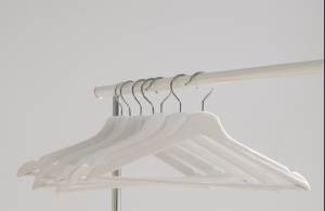 empty hangers on clothing rack