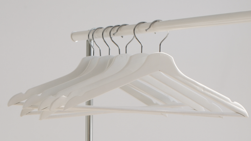 empty hangers on rack